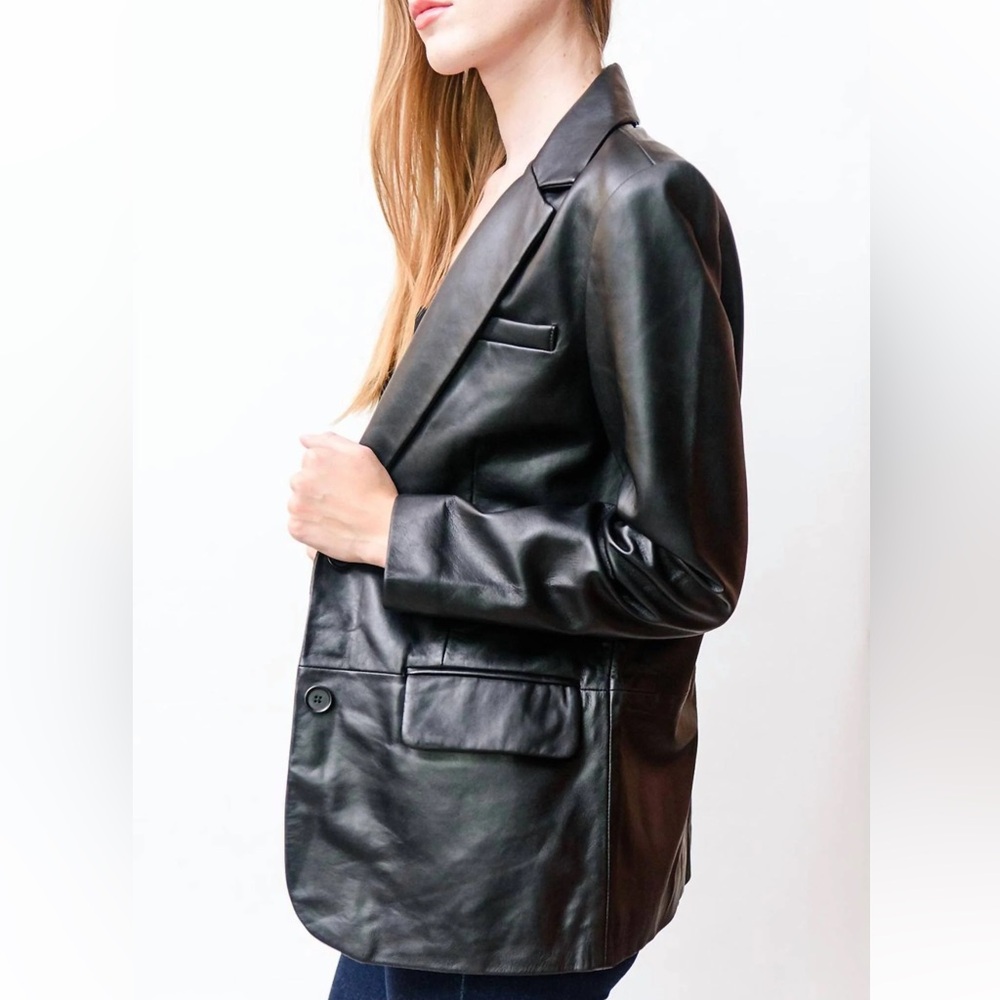 NWOT Walter Baker Black 100% Lamb Leather Blazer Size XL - Picture 5 of 16